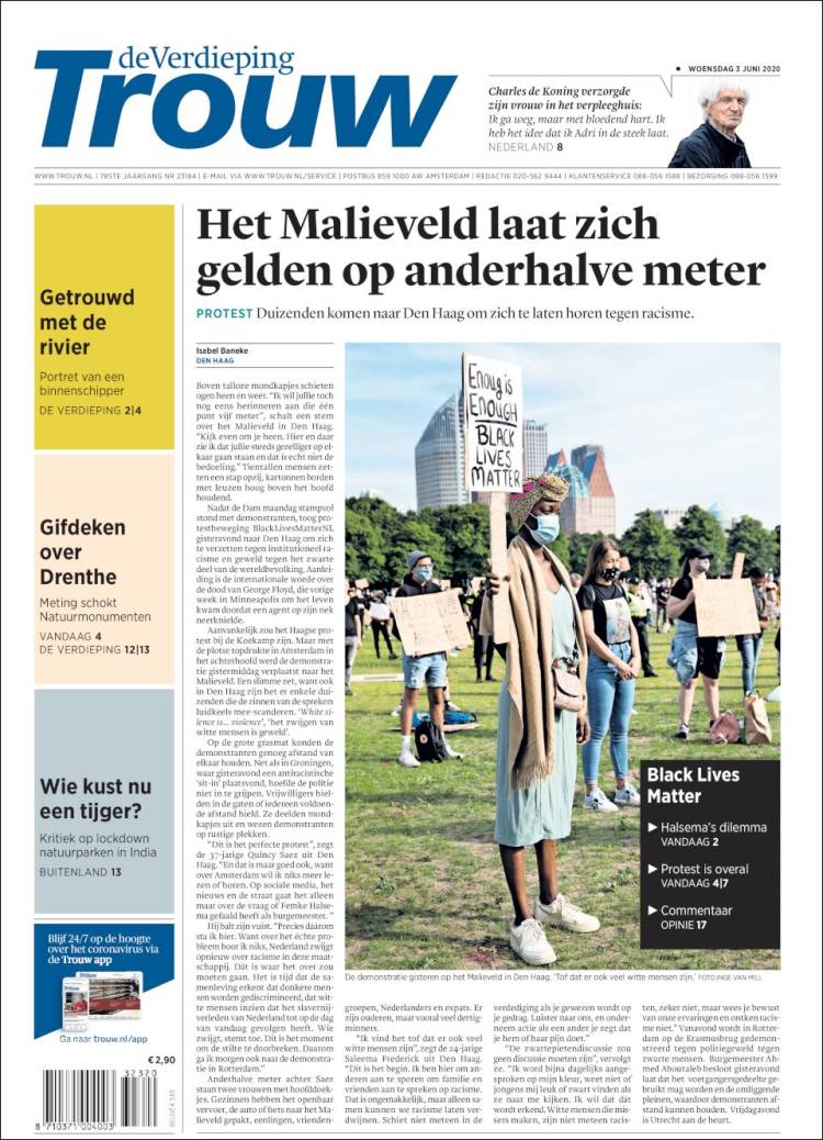 Portada de Trouw (Pa&iacute;ses Bajos)