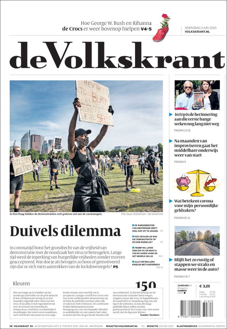 Portada de De Volkskrant (Pa&iacute;ses Bajos)