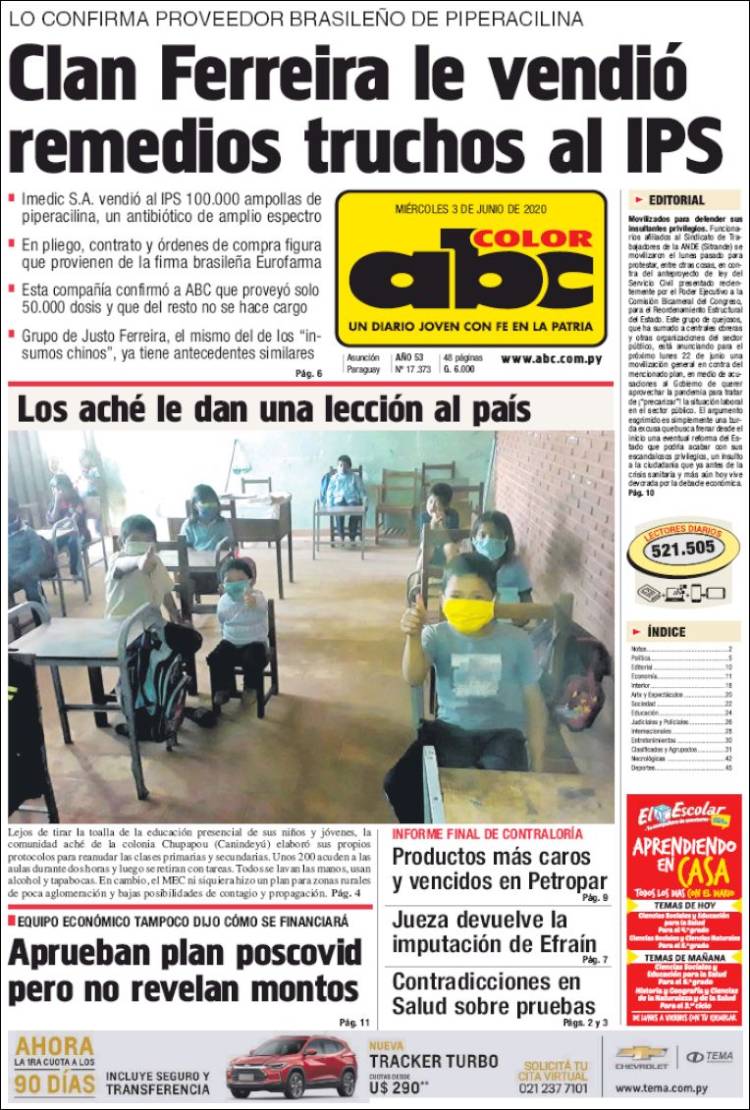 Portada de ABC Color (Paraguay)