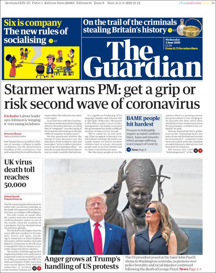 Portada de The Guardian (Reino Unido)