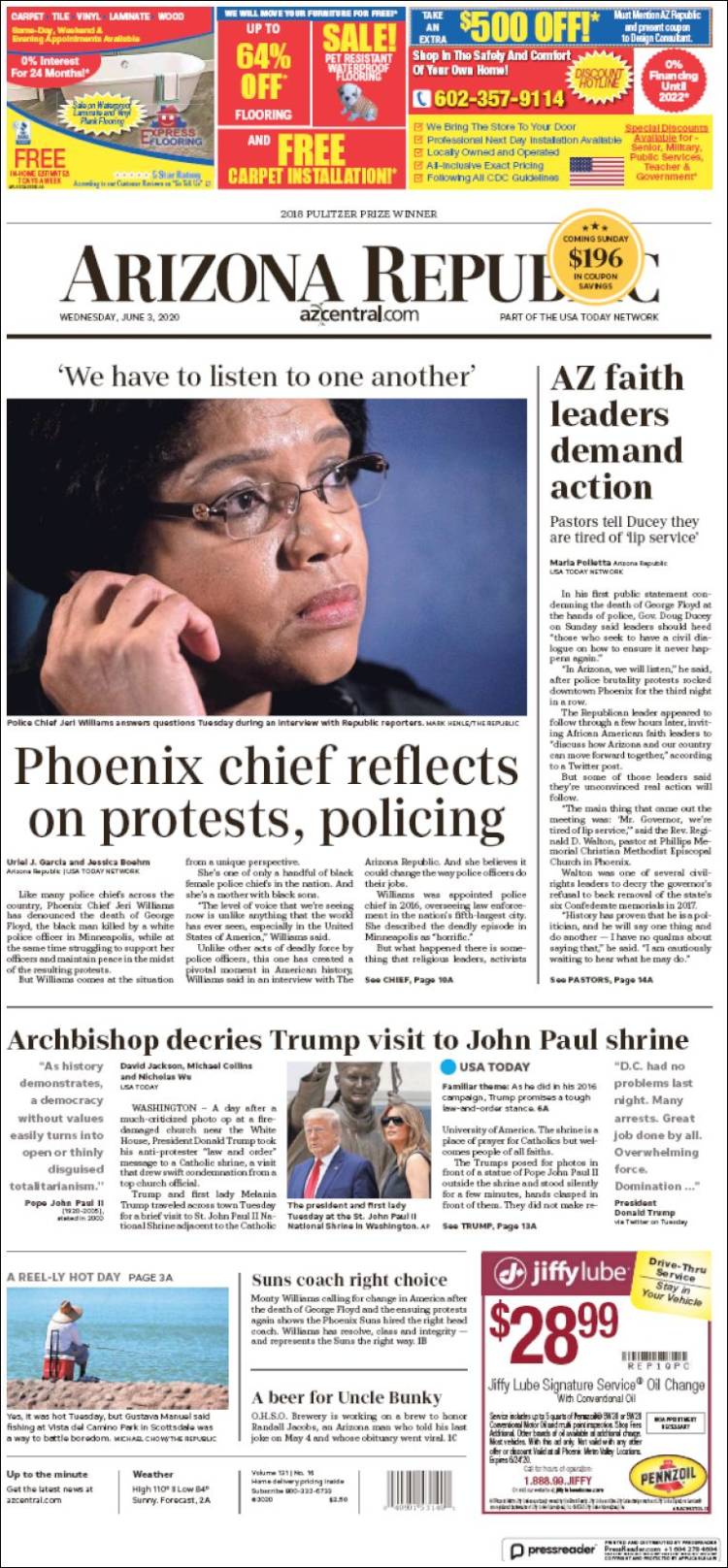 Portada de Arizona Republic News (États-Unis)