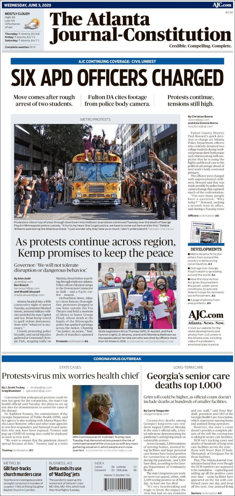 Portada de The Atlanta Journal-Constitution (États-Unis)