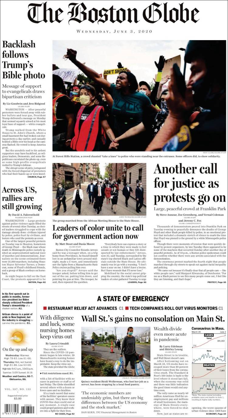 Portada de Boston Globe (États-Unis)