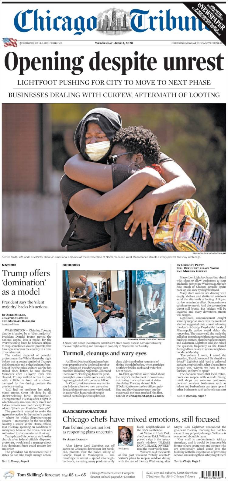 Portada de Chicago Tribune (USA)