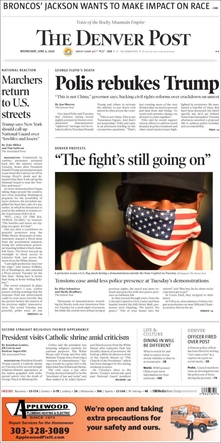 Portada de The Denver Post (USA)