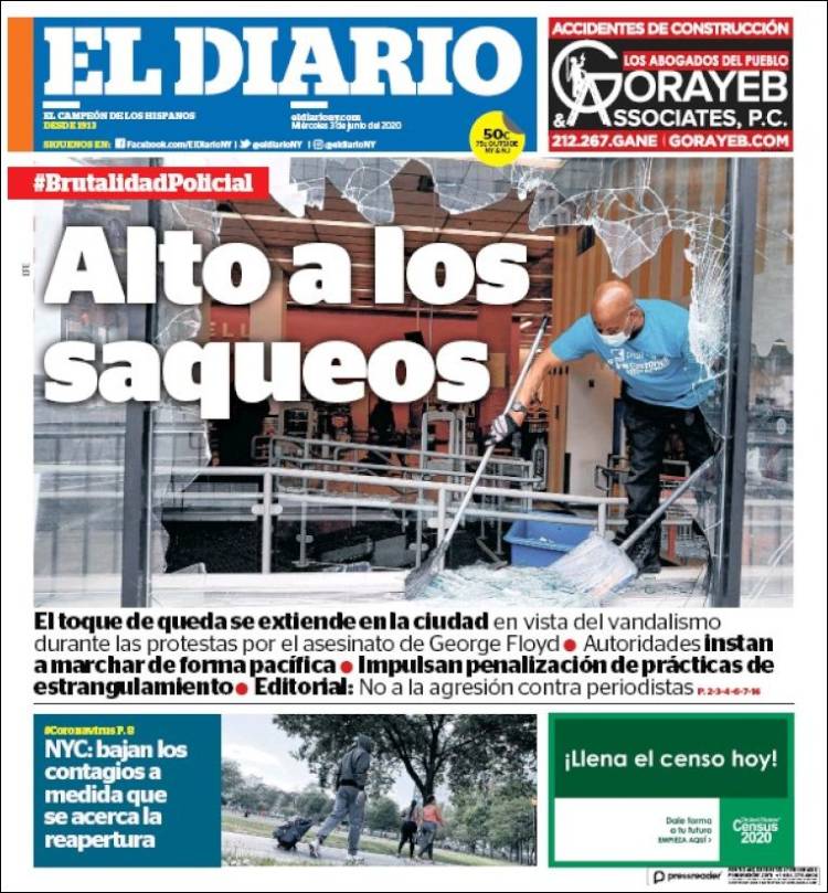 Portada de El Diario NY (États-Unis)