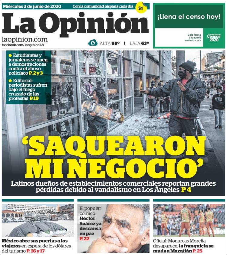 Portada de La Opinión (États-Unis)