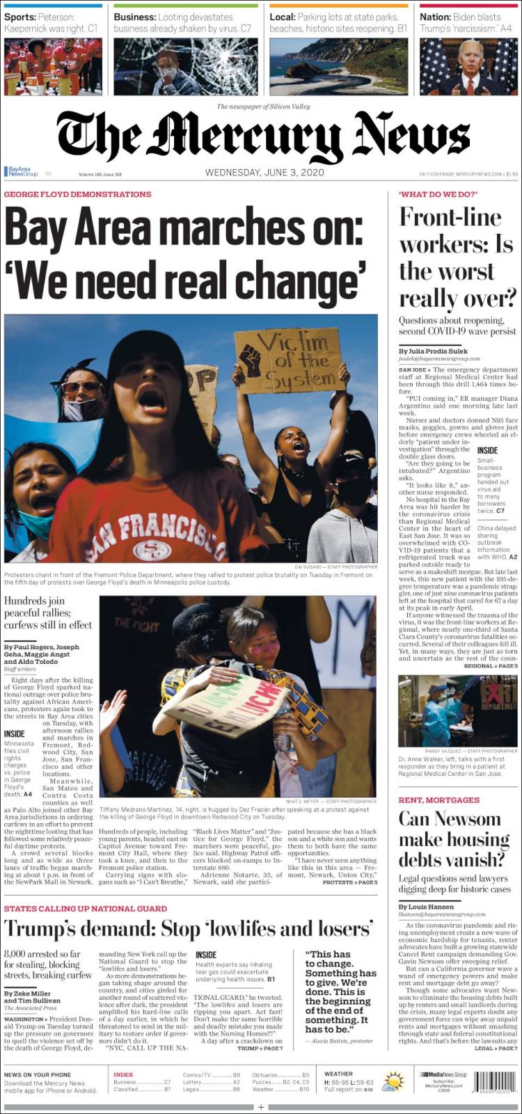 Portada de San Jose Mercury News (USA)