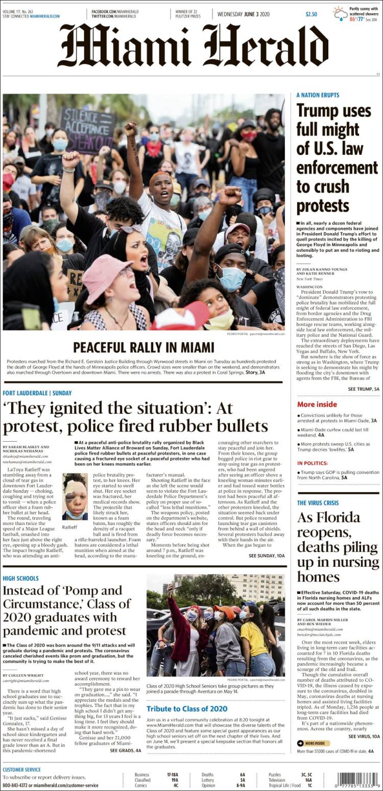 Portada de Miami Herald (États-Unis)