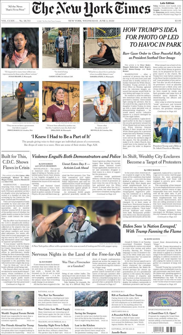 Portada de New York Times (États-Unis)