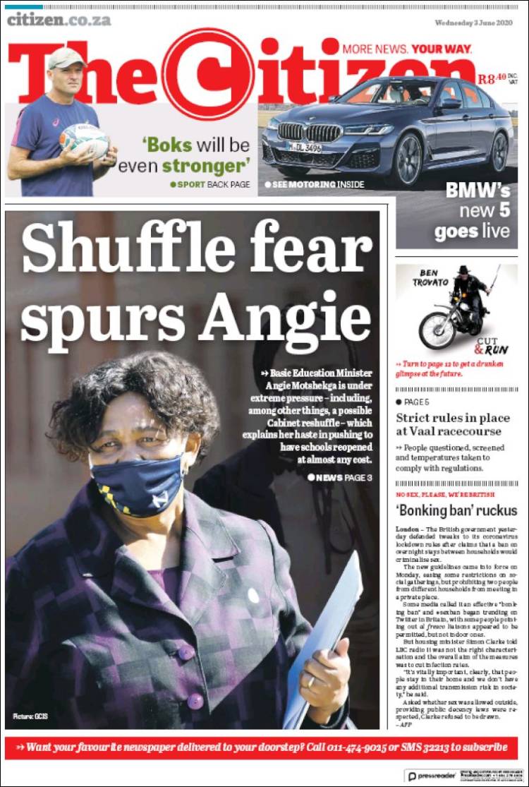 Portada de The Citizen (Sud&aacute;frica)