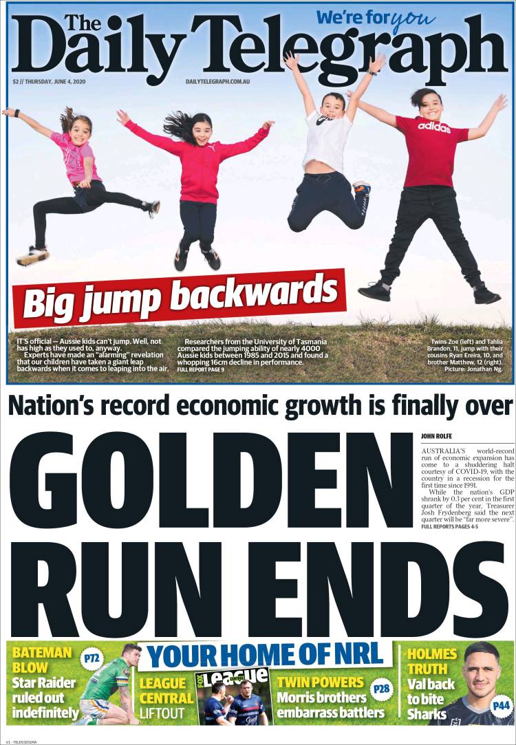 Portada de The Daily Telegraph (Australia)