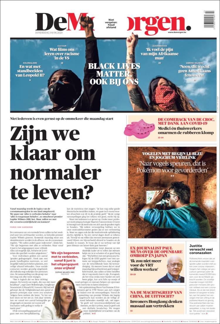 Portada de De Morgen (B&eacute;lgica)