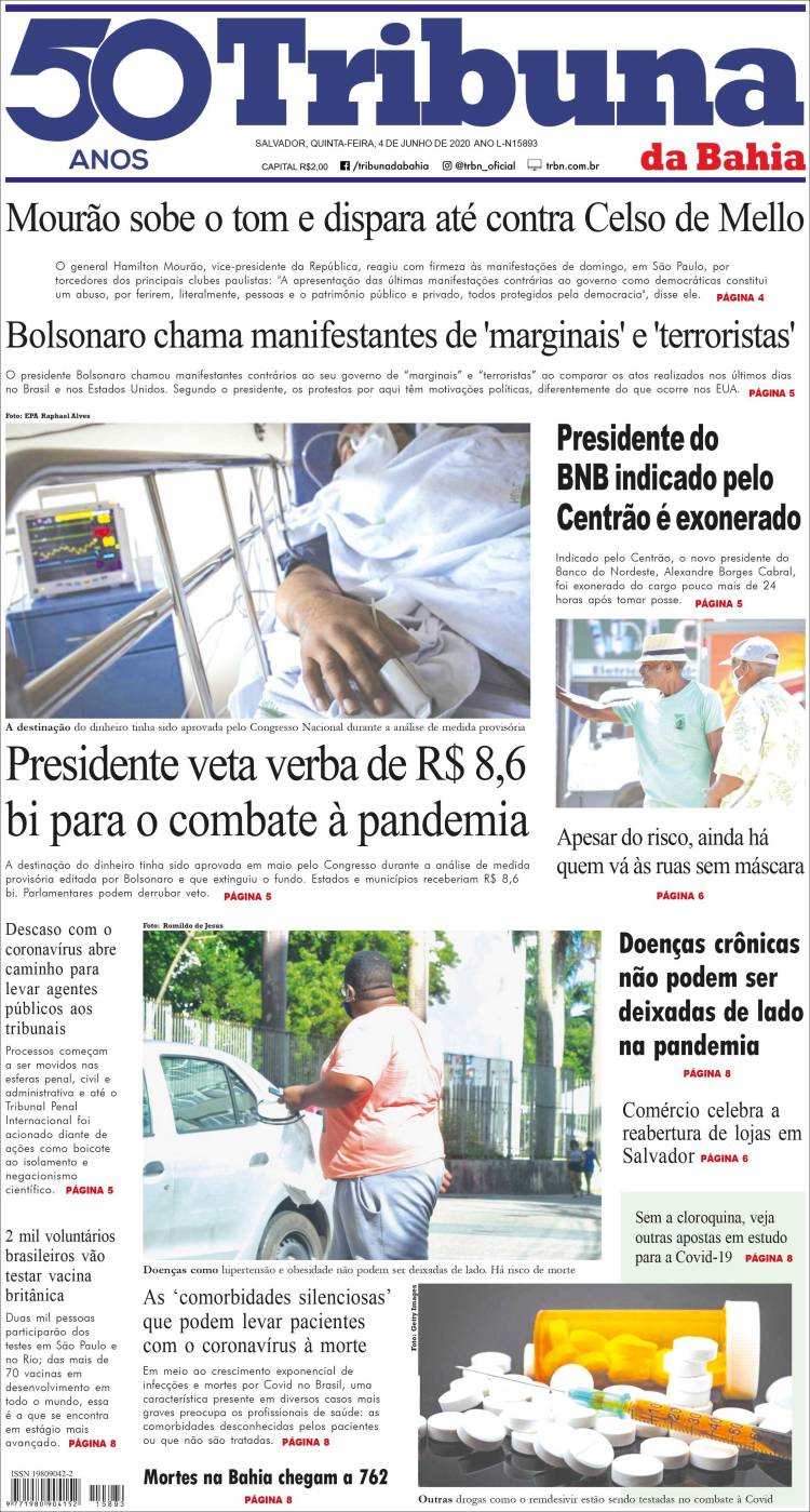 Portada de Tribuna da Bahia (Brasil)
