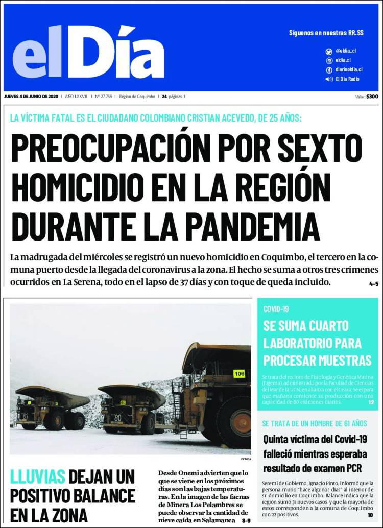 Portada de El Día (Chile)