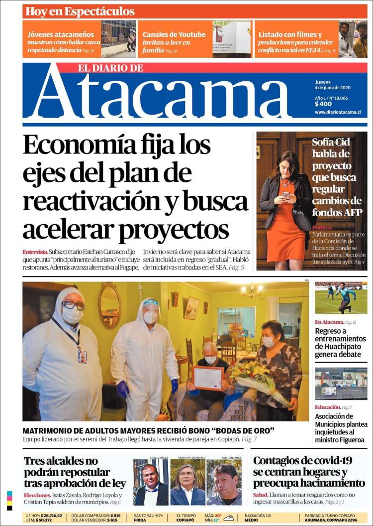 Portada de Diario de Atacama (Chile)