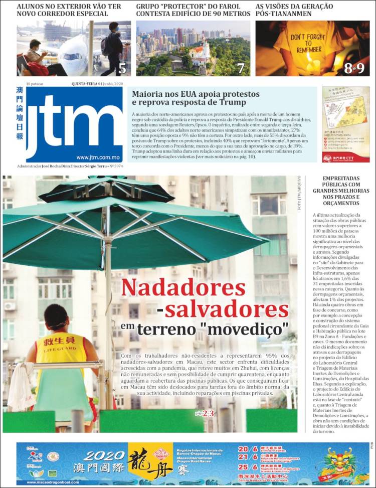 Portada de Jornal Tribuna de Macau (China)