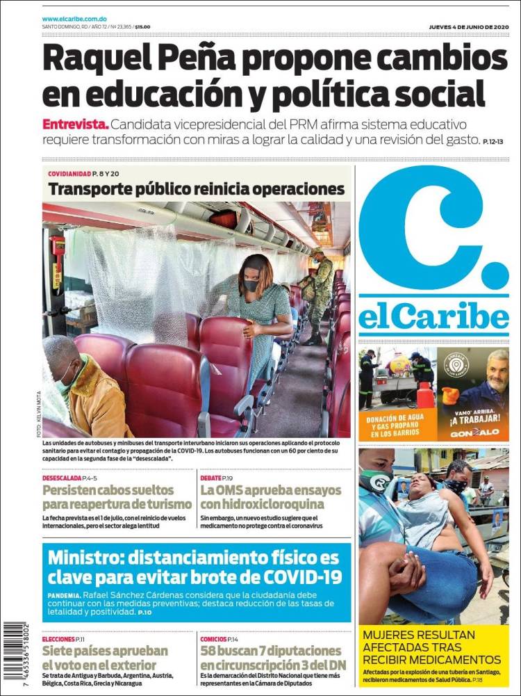 Portada de El Caribe (R. Dominicana)