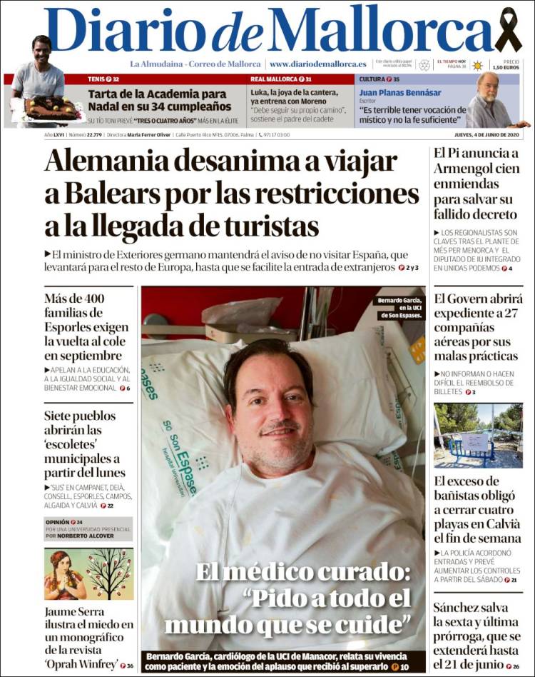 Portada de Diario de Mallorca (España)