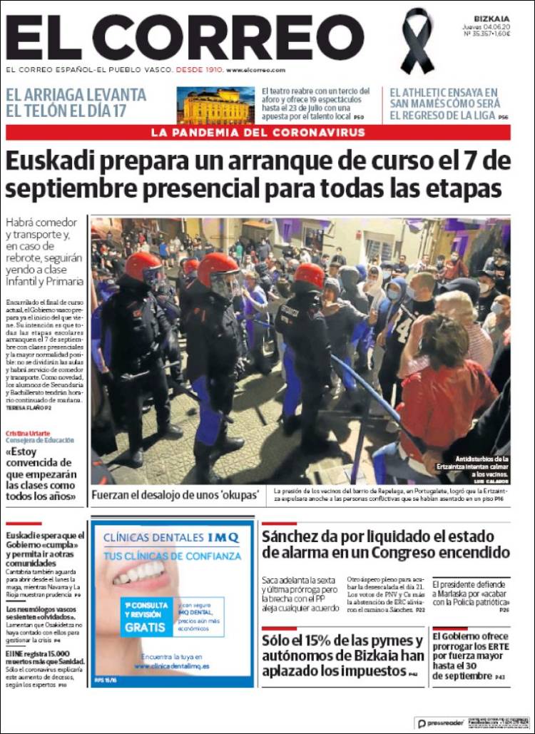 Portada de El Correo (España)