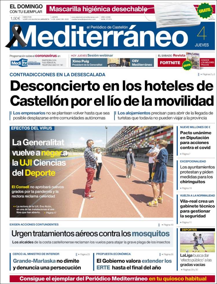 Portada de El Periódico Mediterraneo (España)