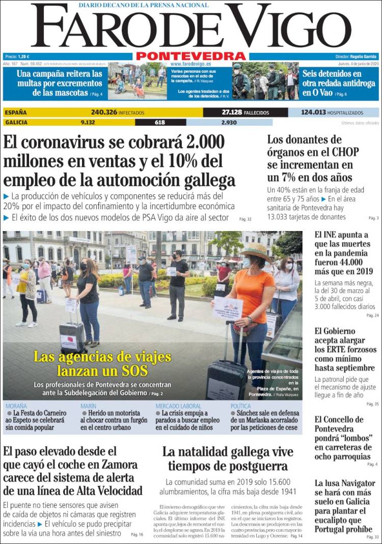 Portada de El Faro de Vigo - Pontevedra (España)
