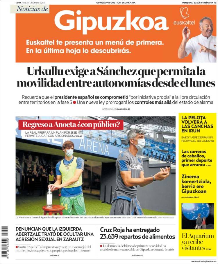 Portada de Noticias de Gipuzkoa (España)