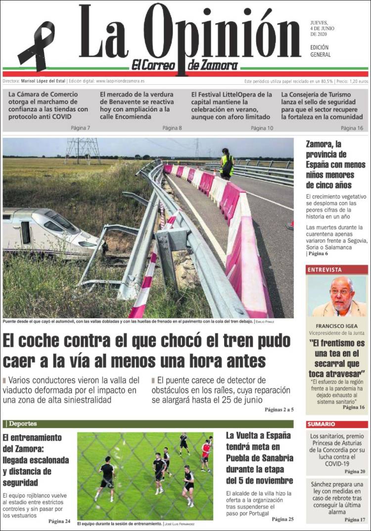 Portada de La Opinión - El Correo de Zamora (España)