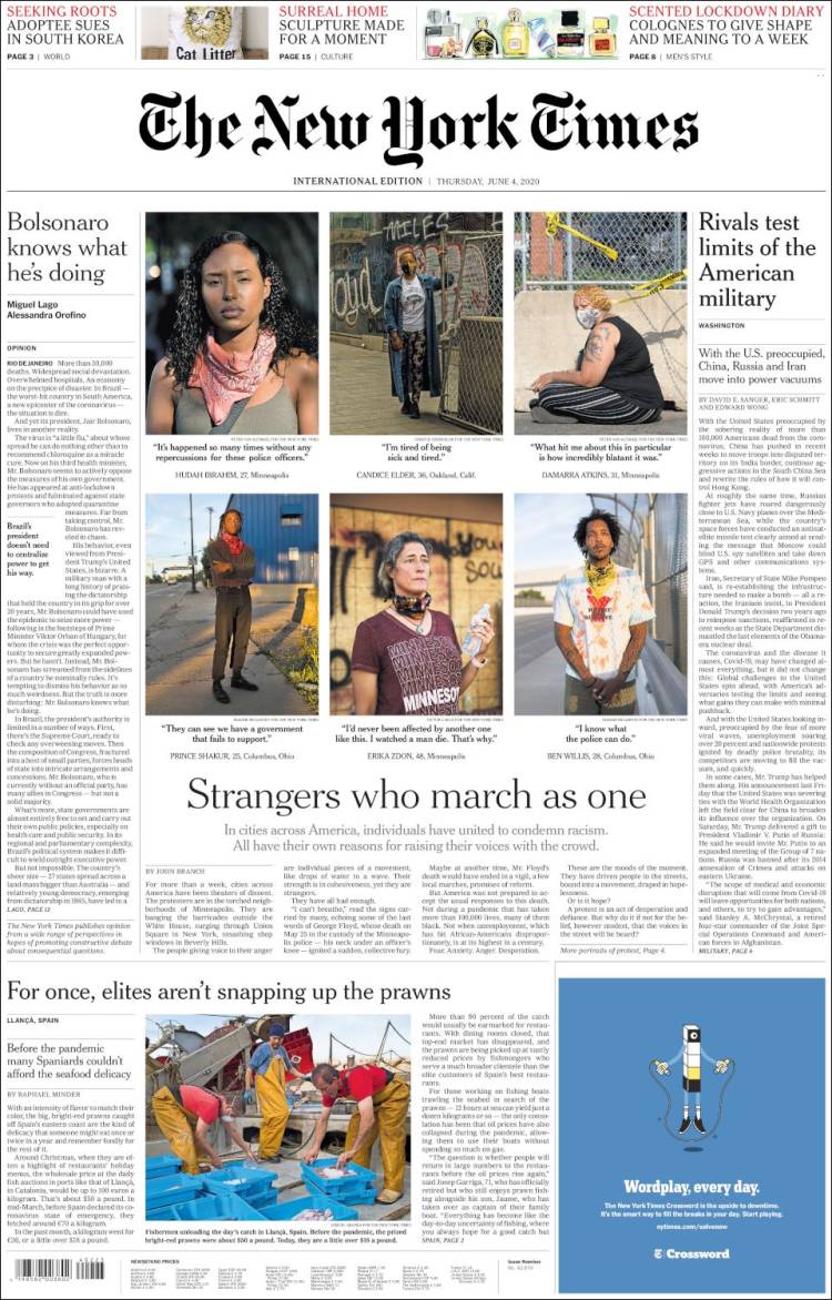 Portada de International New York Times (Europa)