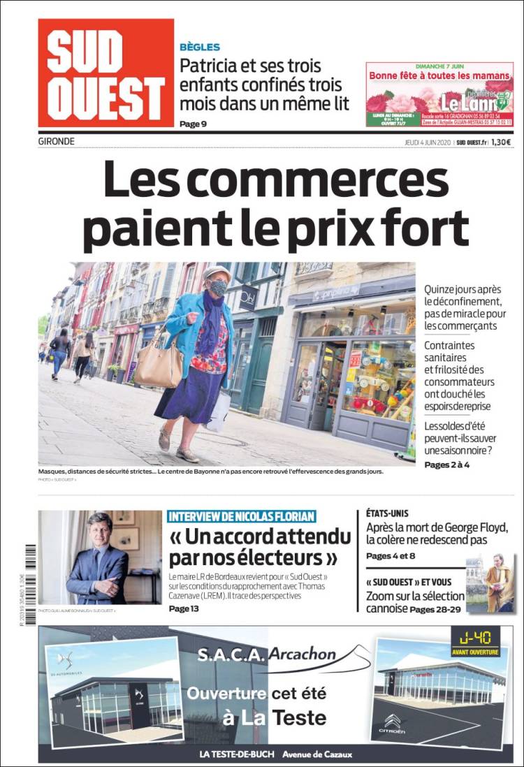Portada de Sud Ouest (Francia)