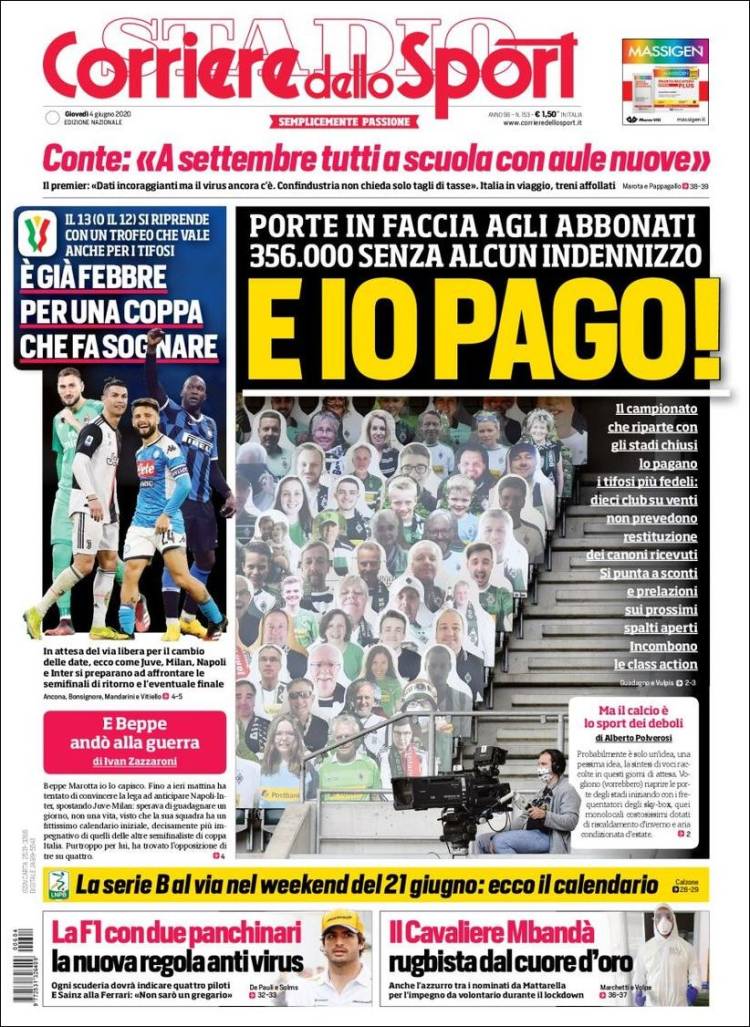 Portada de Corriere dello Sport (Italia)
