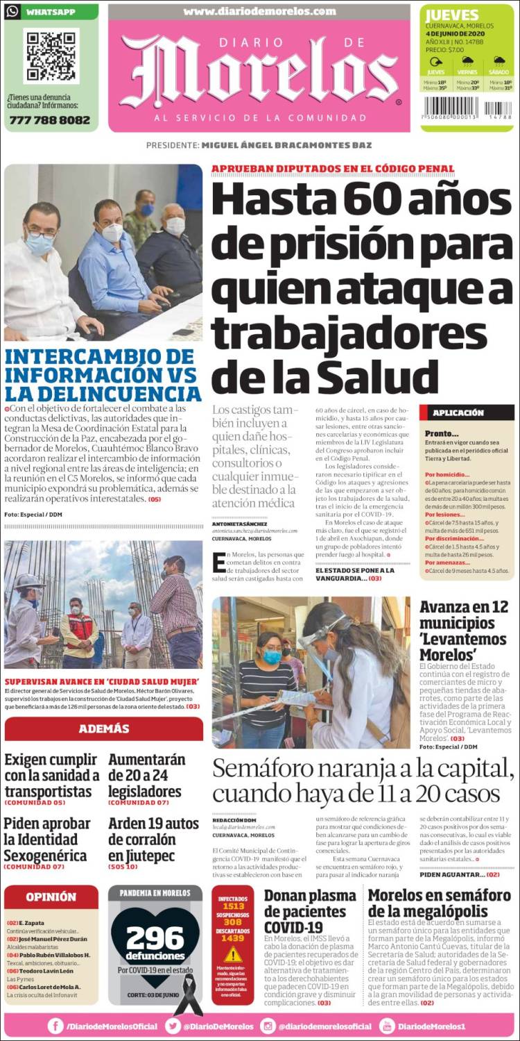 Portada de Diario de Morelos (México)