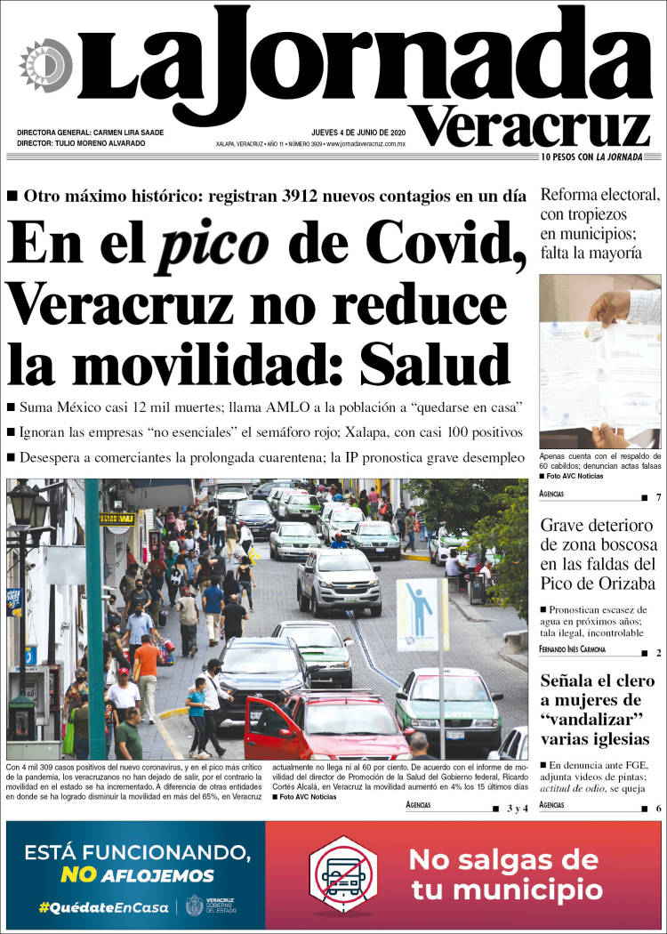 Portada de La Jornada Veracruz (México)