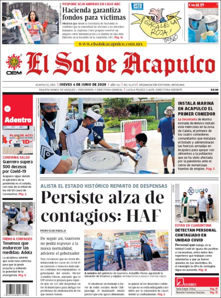 Portada de El Sol de Acapulco (México)