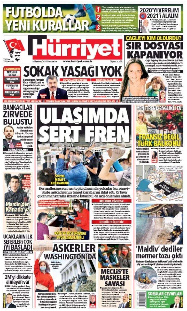 Portada de Hürriyet (Turqu&iacute;a)