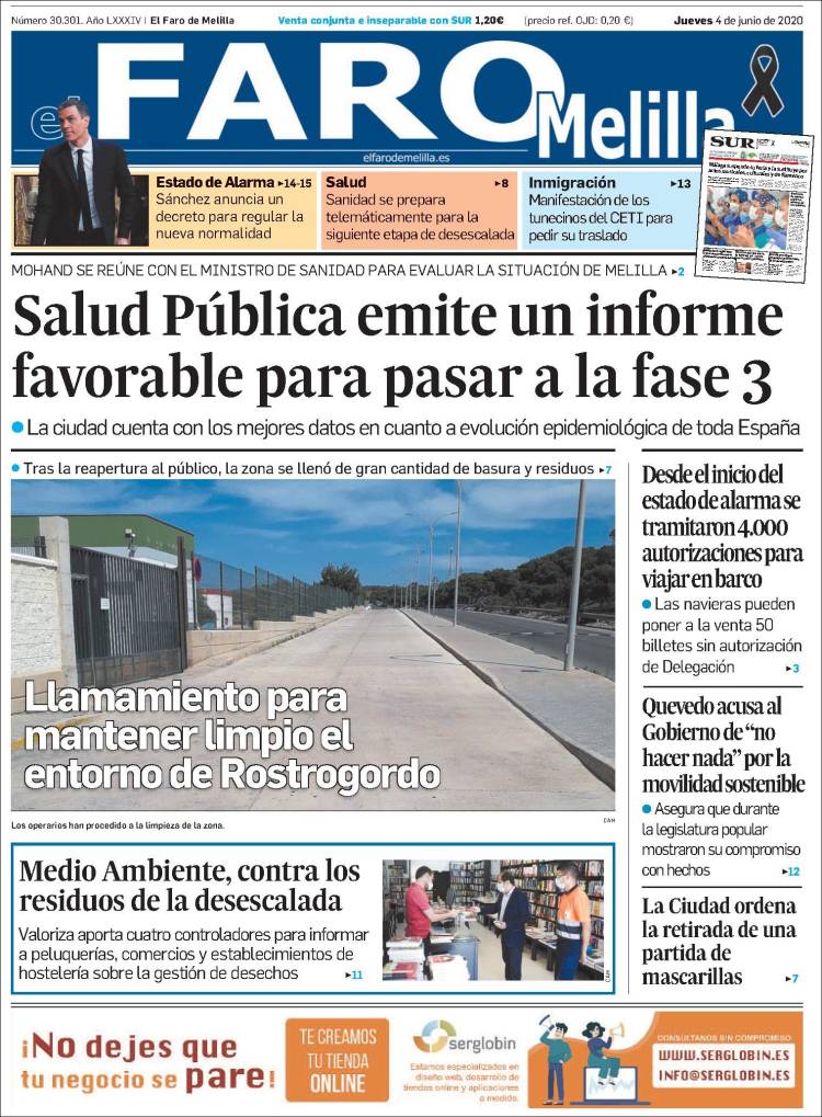 Portada de El Faro de Melilla (España)