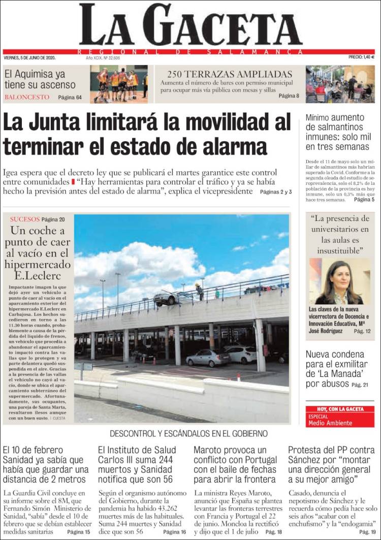 Portada de La Gaceta de Salamanca (Espagne)