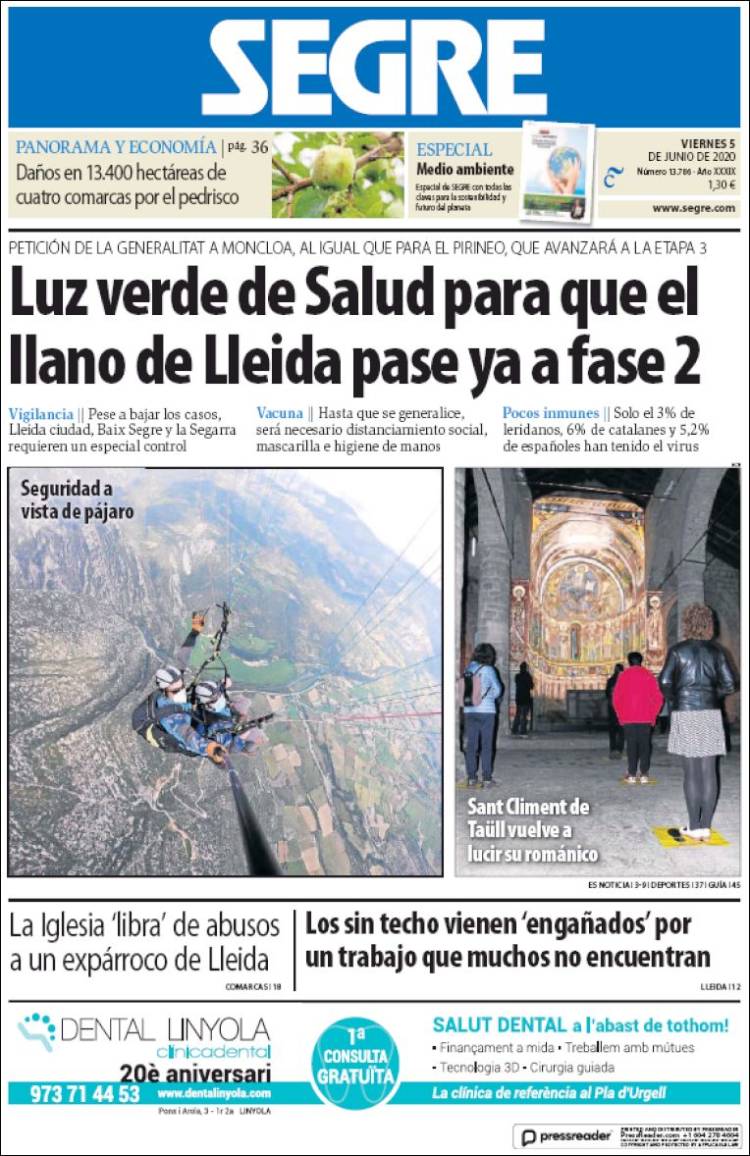 Portada de Segre  (Espagne)