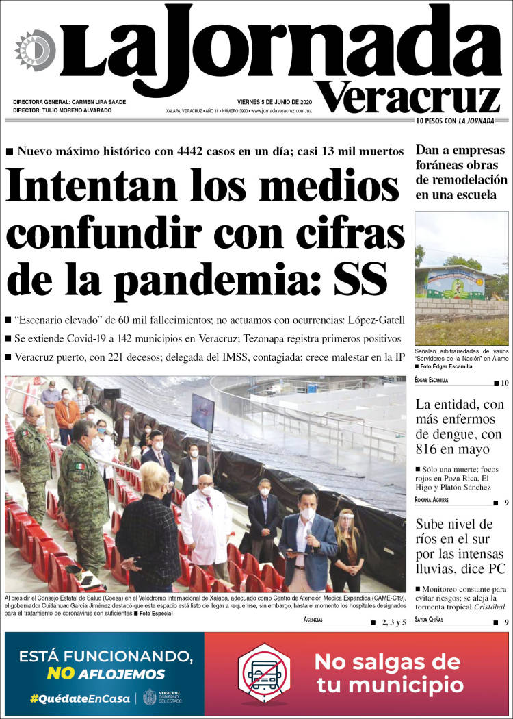 Portada de La Jornada Veracruz (Mexique)
