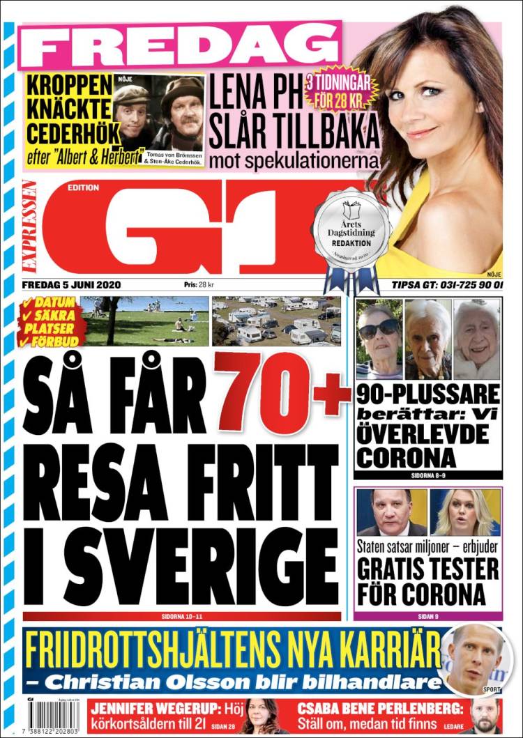 Portada de Göteborgstidningen (Suède)