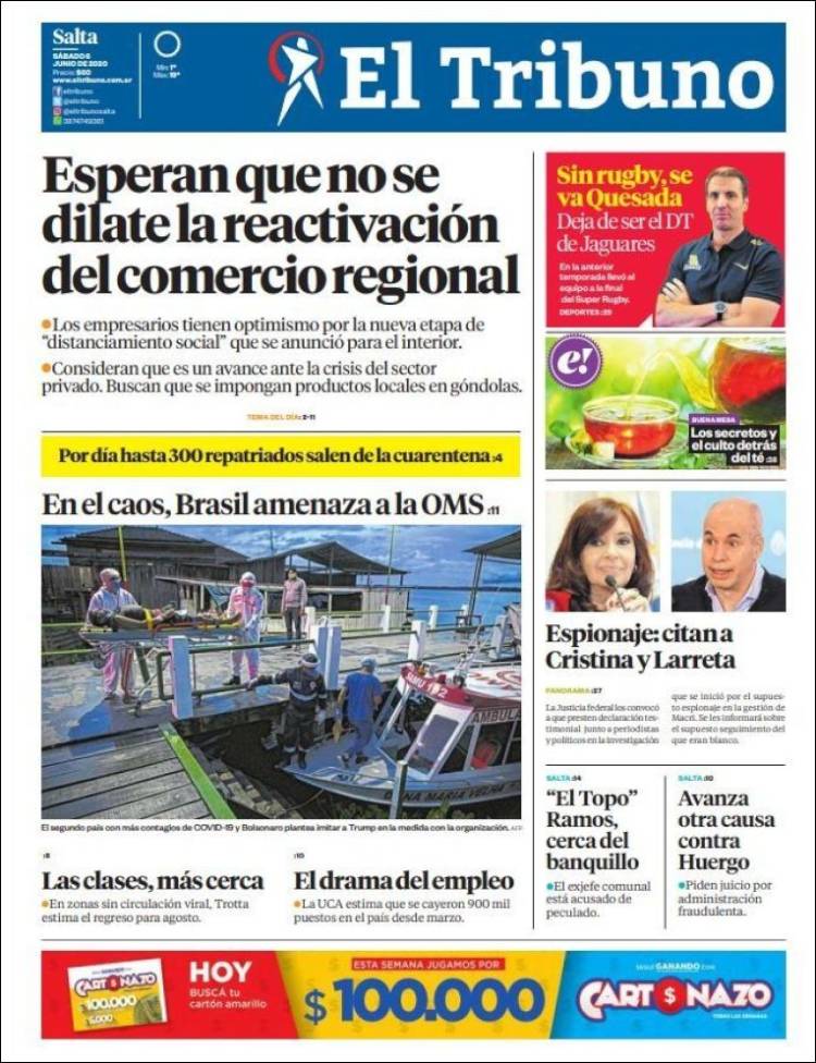 Portada de El Tribuno - Salta (Argentina)