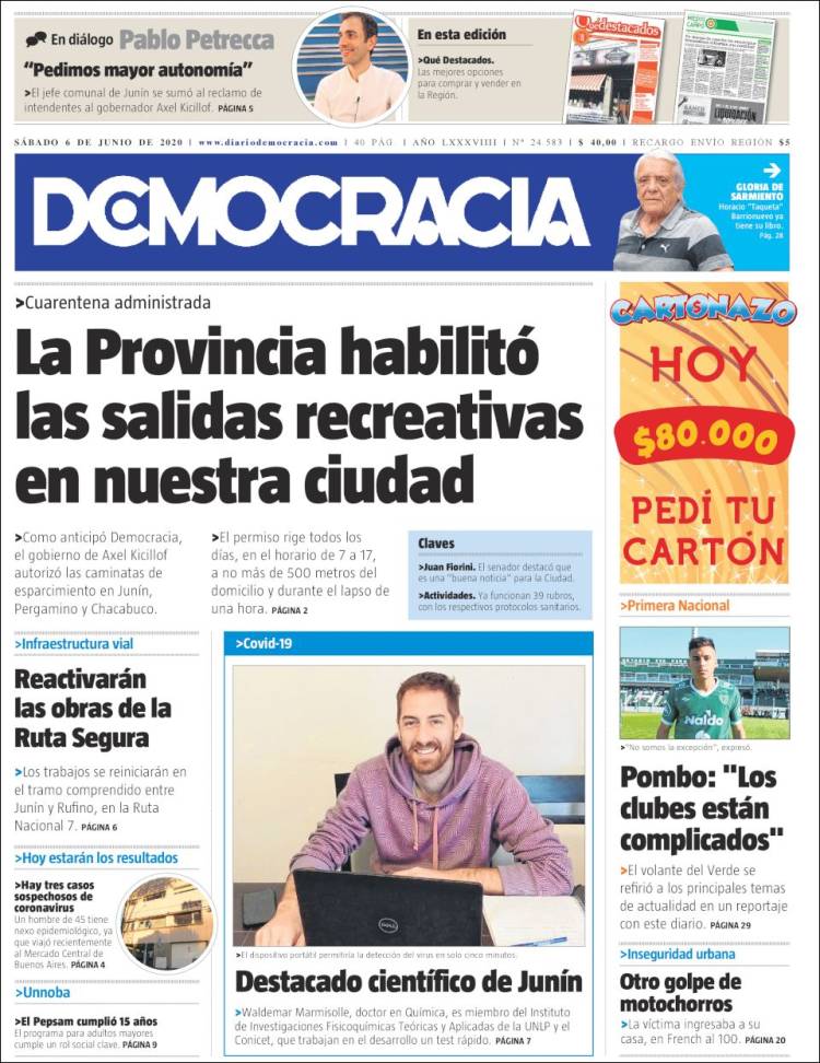 Portada de Diario Democracia (Argentina)
