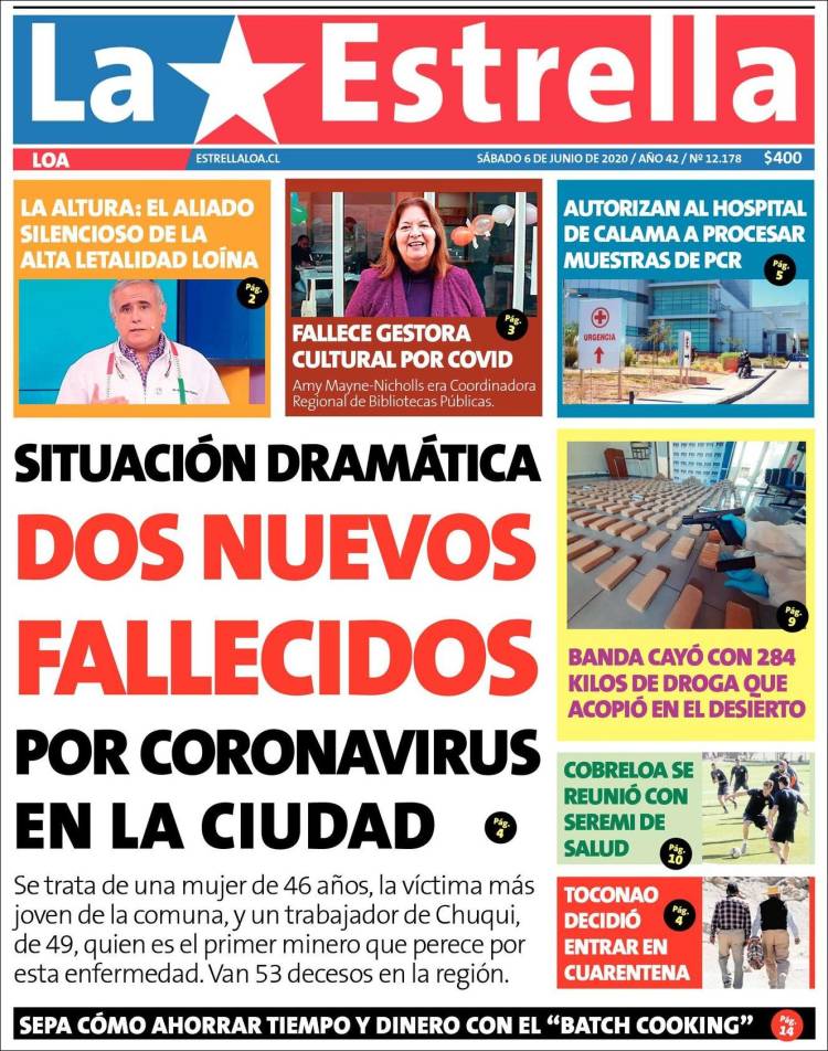 Portada de La Estrella de Loa (Chile)