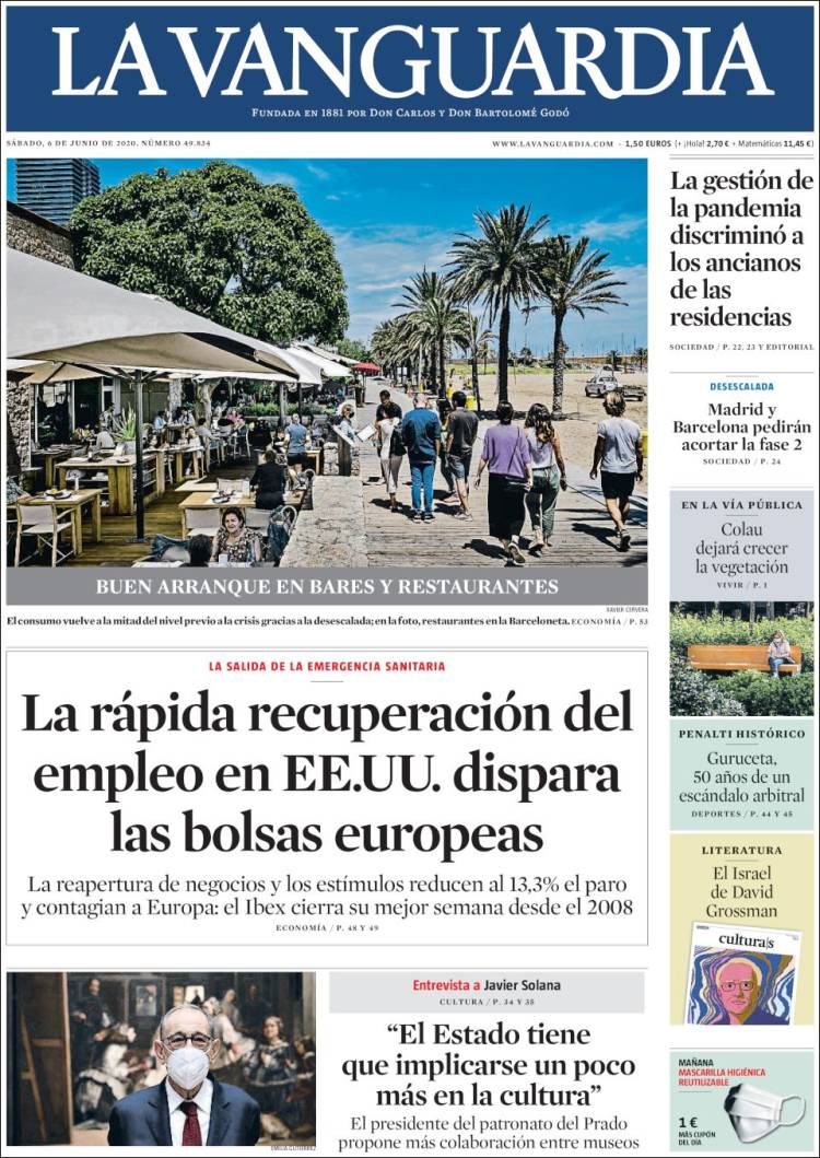 Portada de La Vanguardia (Espa&ntilde;a)