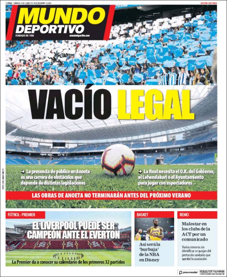 Portada de Mundo Deportivo Gipuzkoa (Espa&ntilde;a)