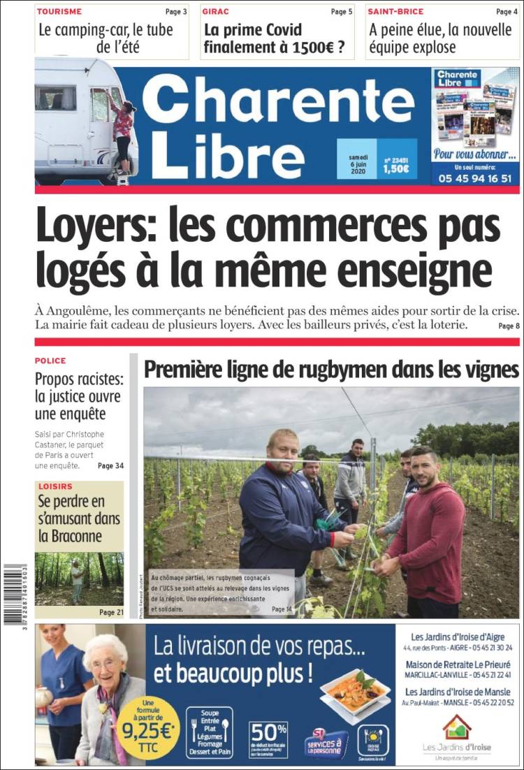 Portada de Charente Libre (Francia)