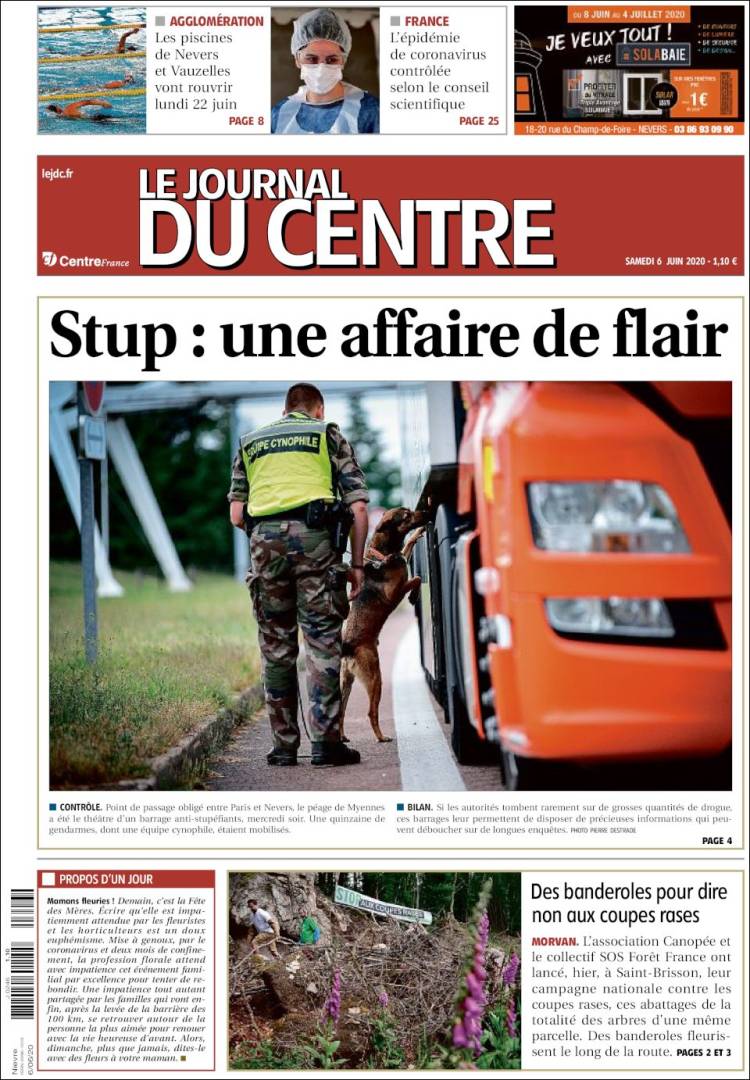 Portada de Le Journal du Centre (Francia)