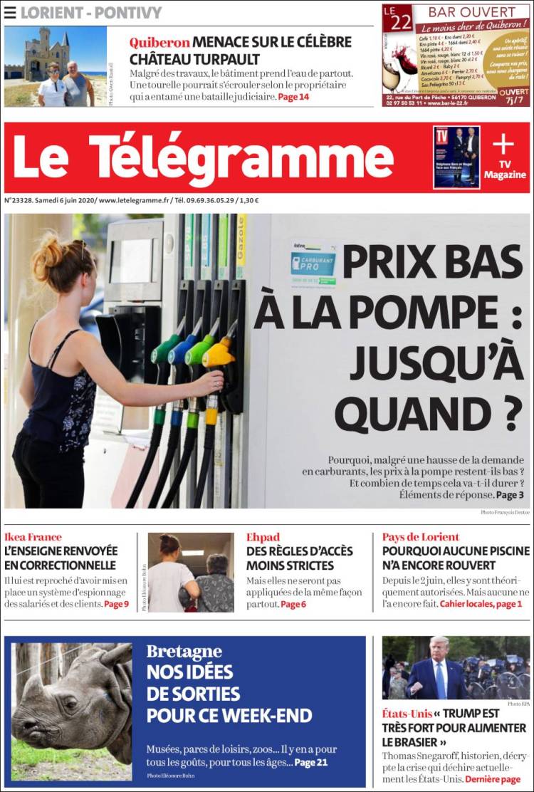 Portada de Télégramme (Francia)