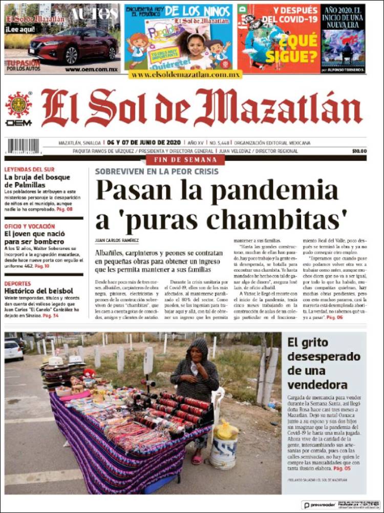 Portada de El Sol de Mazatlán (M&eacute;xico)
