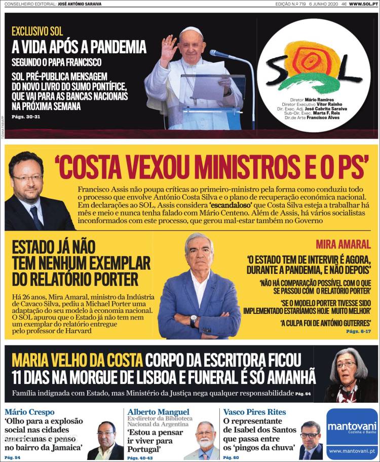 Portada de Jornal Sol (Portugal)